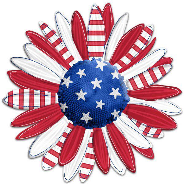 12” Metal Embossed Patriotic Flower Wreath Sign