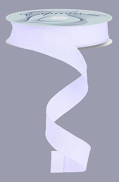 Wired White Glitter on Fabric Ribbon-5/8”x10 Yards