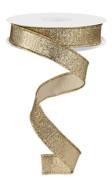 Wired Champagne Gold Metallic  Ribbon- 7/8”x10 Yards