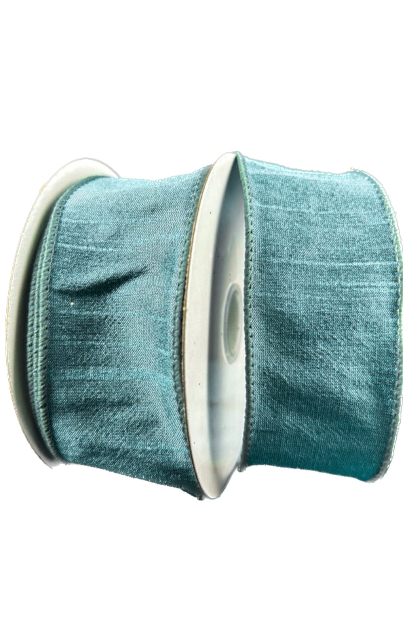 Wired Smoke Blue Faux Dupioni Ribbon- 1.5”x10 Yards