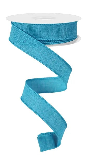 Wired Turquoise Royal Burlap Linen Ribbon-7/8”x10 Yards