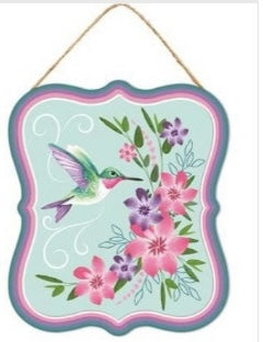 7”x6” Metal Embossed Hummingbird Tin Sign