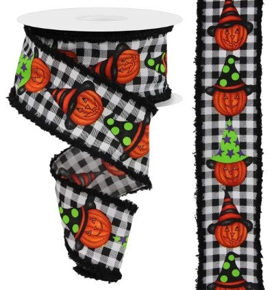 Wired Jack-o-lantern with Drift Edge Halloween Ribbon-2.5”x 10 Yards
