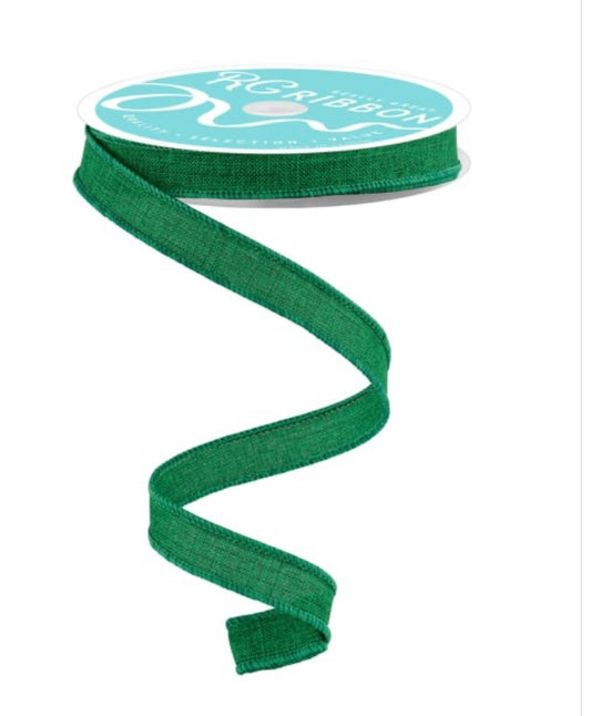 10 Yards - 5/8” Wired Emerald Green Faux Burlap Ribbon
