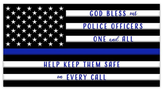 12” Metal Embossed God Bless our Police Officers Wreath Sign