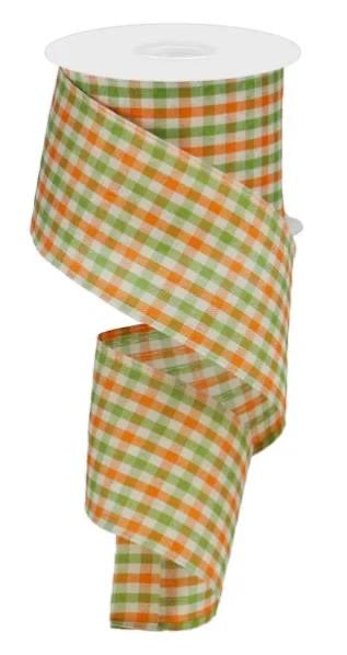 Wired Woven Gingham Check Ribbon- 2.5”x10 Yards