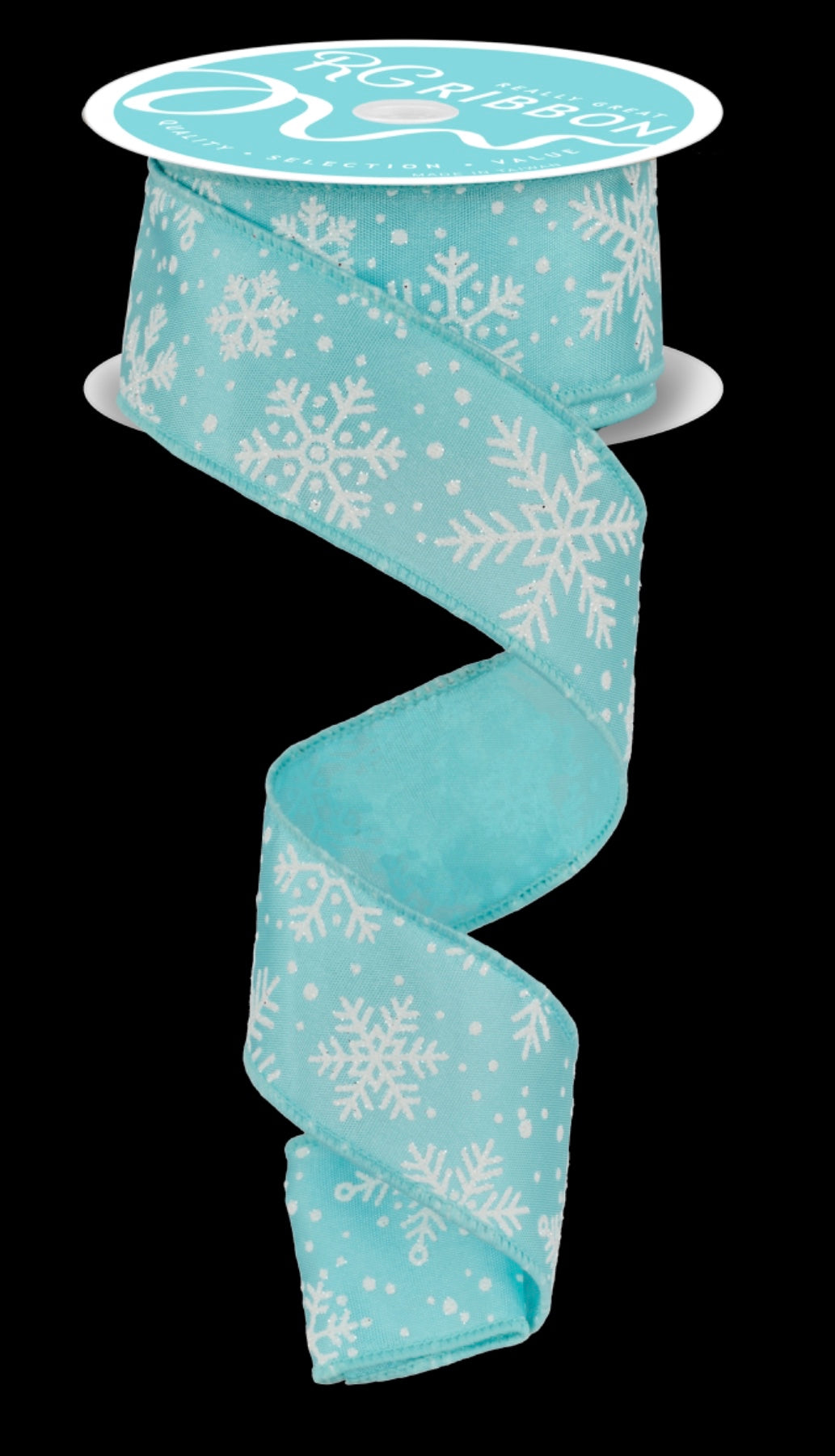 Snowflake Ribon 10 Yards - 1.5” Wired Blue and White Glitter Snowflake Ribbon ...