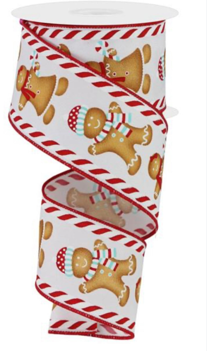 10 Yards - 2.5” Wired Christmas Gingerbread Ribbon