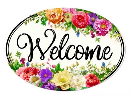 15”x10.35" Floral Welcome Wreath Sign