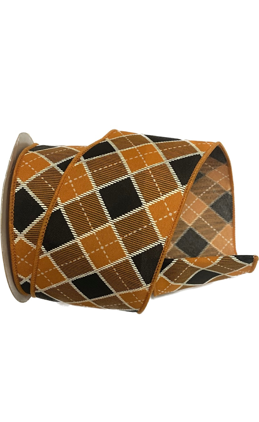 Wired Orange and Black Halloween Ribbon-2.5”x 10 Yards