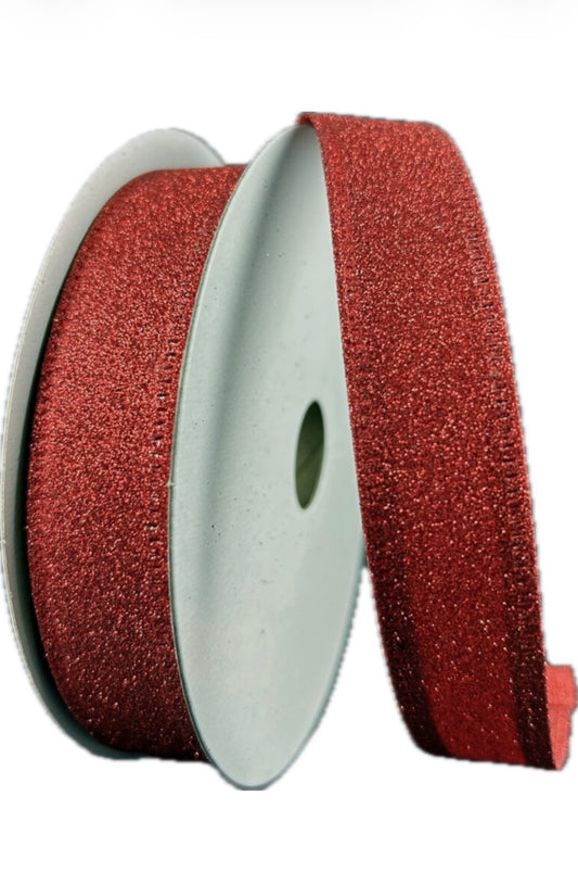 Wired Red All Flat Glitter Ribbon-7/8”x10 Yards