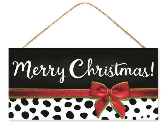 12.5”x6” Merry Christmas Animal Print Wreath Sign with Glitter Accent