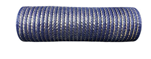 10”x10yd Navy Blue with Champagne Breeze Metallic Mesh