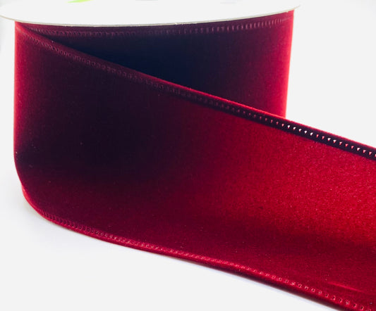 10 Yards - 2.5” Wired Burgundy Velvet Ribbon