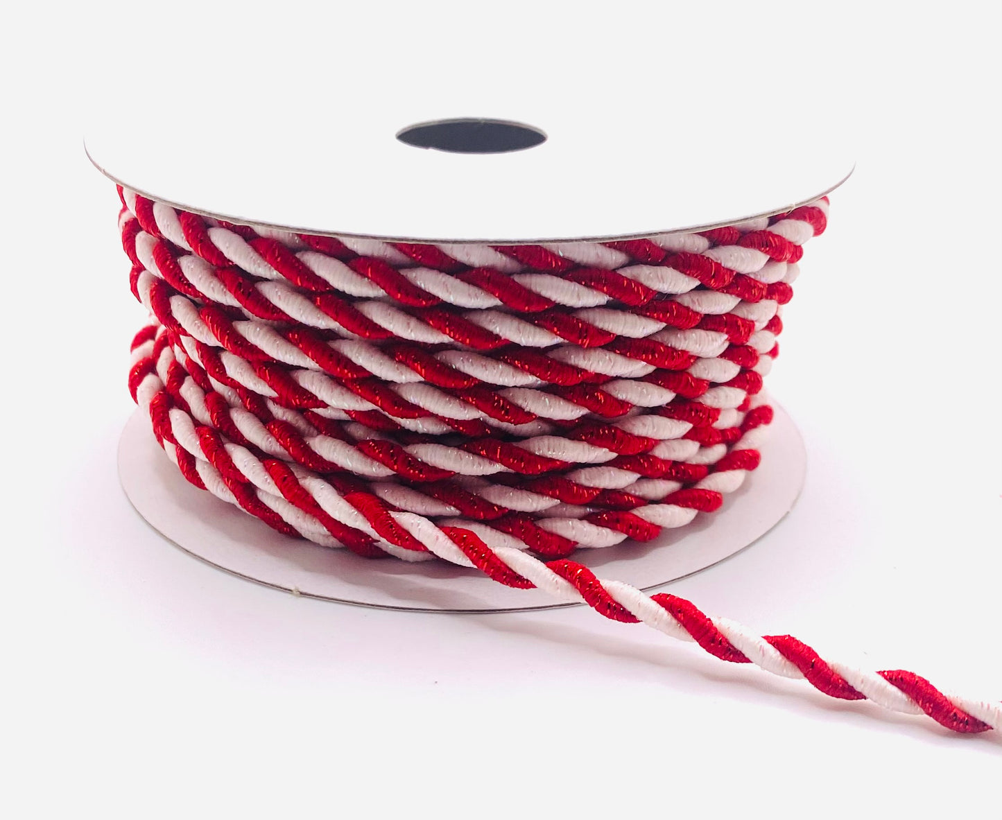 10 Yards - 4MM Red and White Cording Ribbon