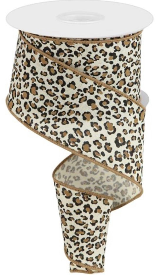 10 Yards - 2.5” Wired Mini Leopard Ribbon