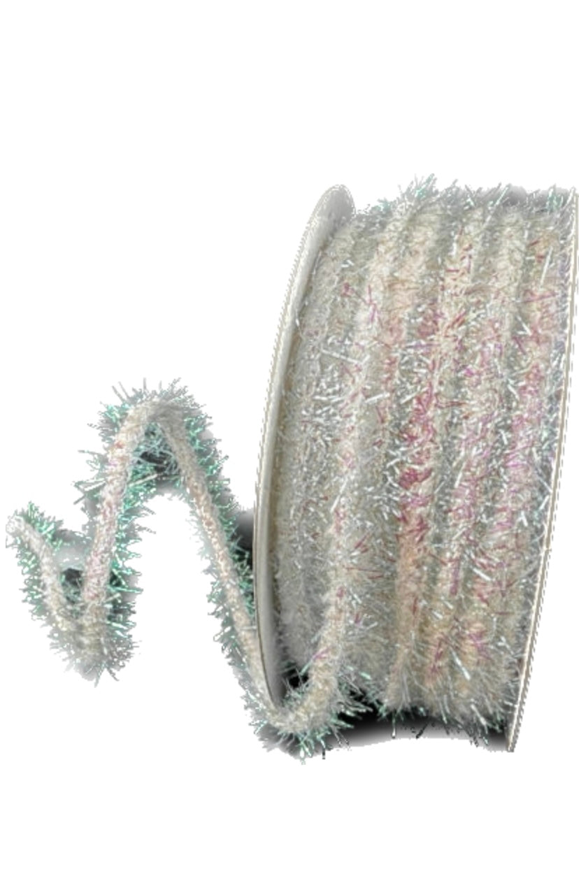White Irid Wired Tinsel Rope- 5MMx10 Yards