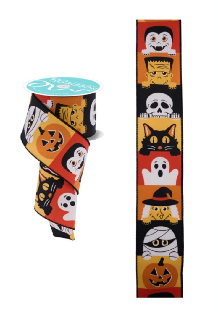 Wired Peek A Boo Halloween Ribbon- 2.5”x10 Yards