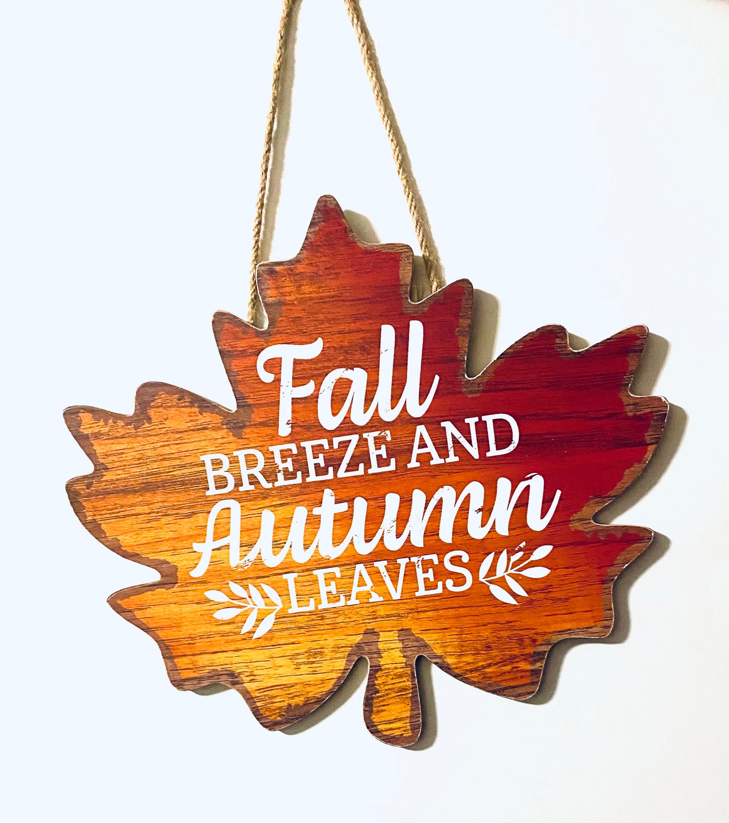 8.5”x9” Fall Breeze and Autumn Leaves Wreath Sign