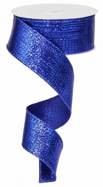 10 Yard - 1.5” Wired Blue Metallic Ribbon