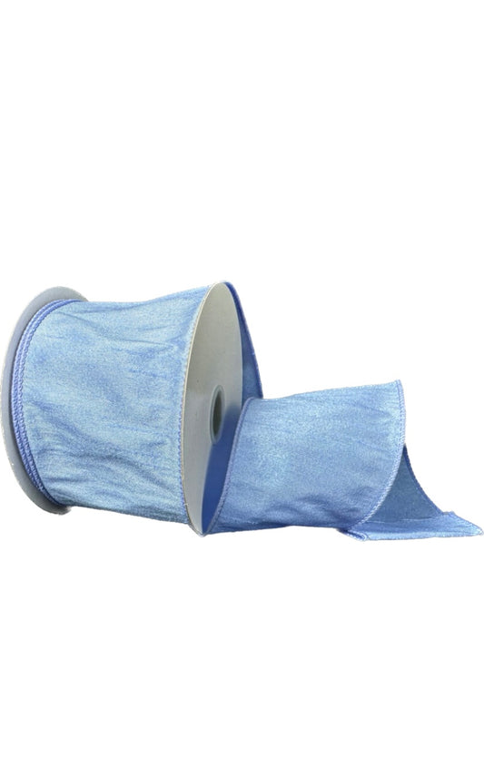 10 Yards - 2.5” Wired Iris Blue Faux Dupioni Ribbon