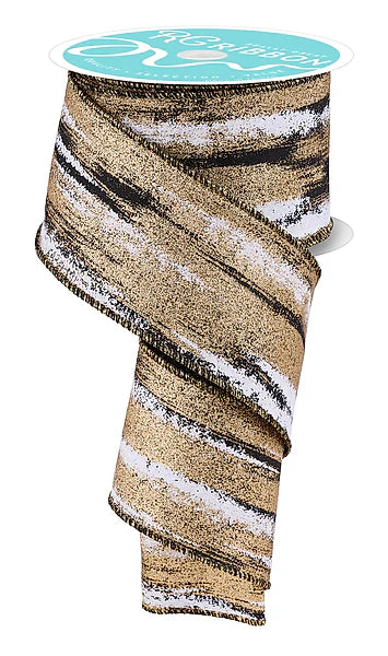 Wired Glitter Paint Strokes Ribbon- 2.5” x10 Yards
