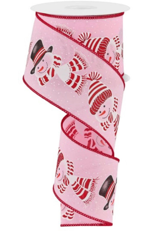 10 Yards - 2.5” Wired Snowman Head Ribbon