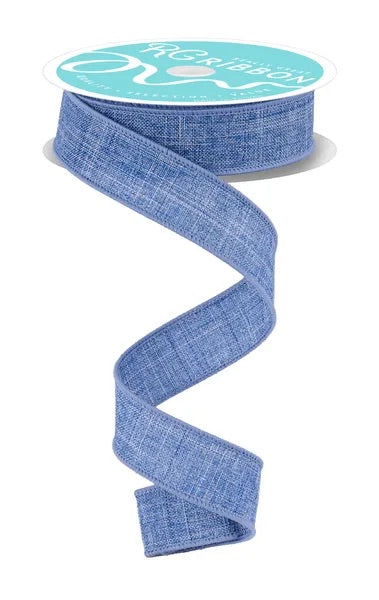 Wired Denim Blue Royal Burlap Linen Ribbon-7/8”x10 Yards