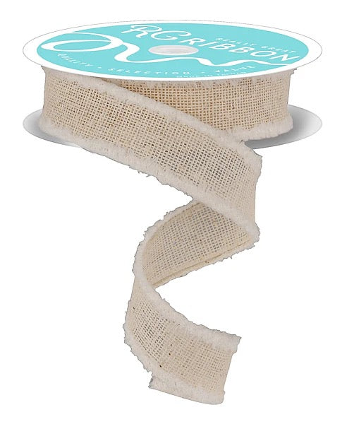 Wired Off White Faux Royal Burlap Drift Ribbon- 1.5” x10 Yards