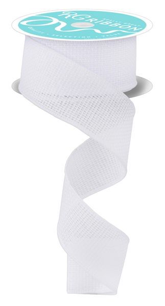 10 Yards - 1.5” Wired White Cross Royal Burlap Ribbon