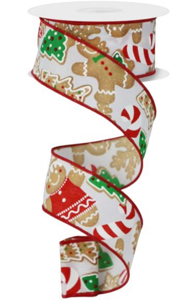 10 Yards - 1.5” Wired Gingerbread Cookie Ribbon