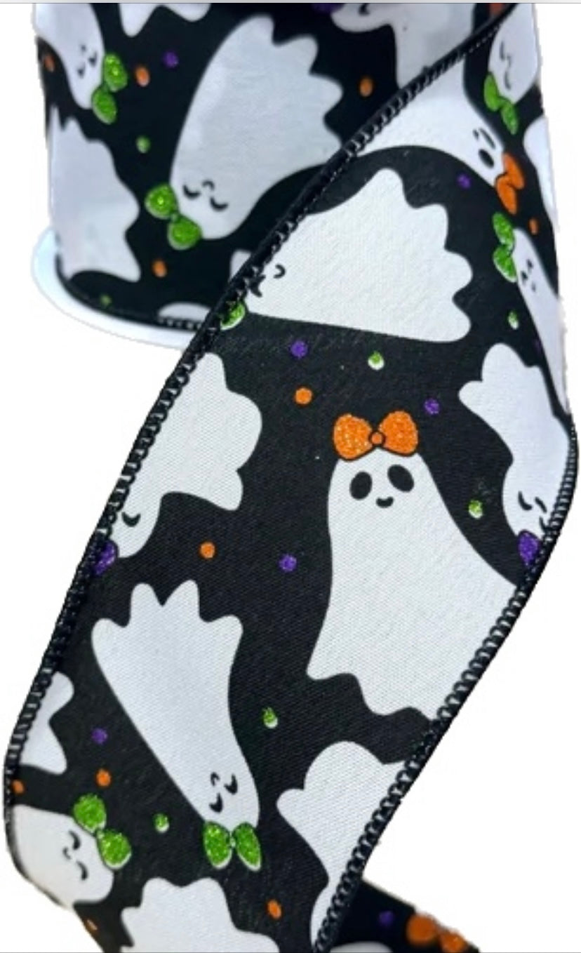 Wired Ghosts with Bows Ribbon- 2.5”x10 YardS