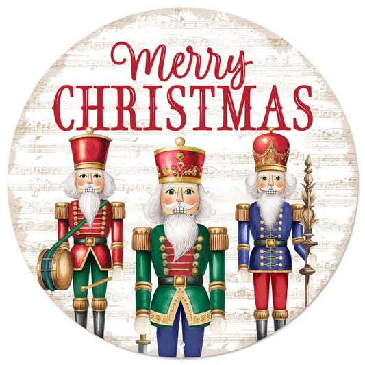 Merry Christmas Nutcracker Wreath Sign-12” Round