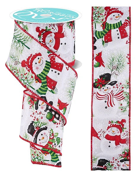 Wired Winter Snowmen Ribbon-2.5”x10 Yards