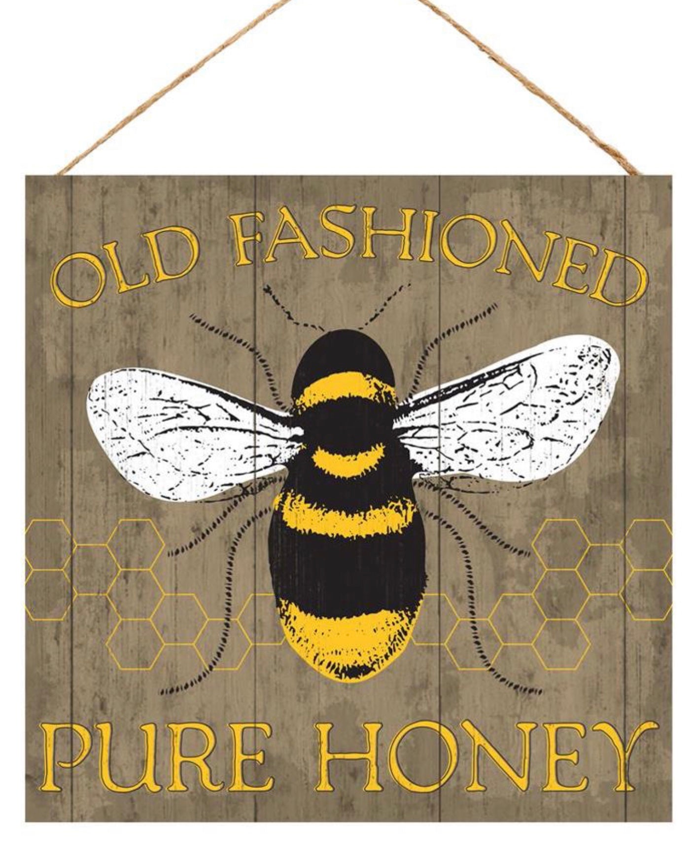 10” Square Old Fashioned Pure Honey Wreath Sign