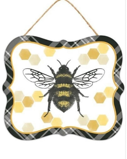 7”x6” Metal Embossed Bumblebee Tin Sign