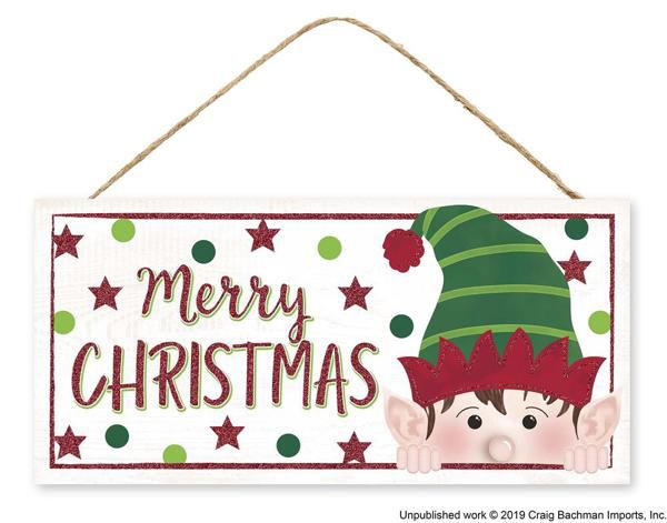 12.5”x6” Merry Christmas Elf Wreath Sign