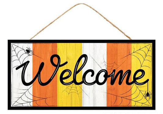 12.5"x6" Welcome Candy Corn Sign