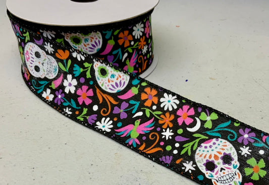 Wired Sugar Skulls Ribbon-1.5”x10 Yards