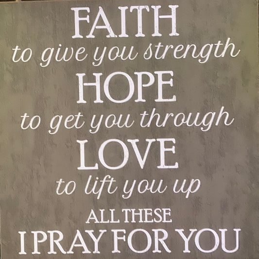 10” Square Faith Hope Love Wreath Sign