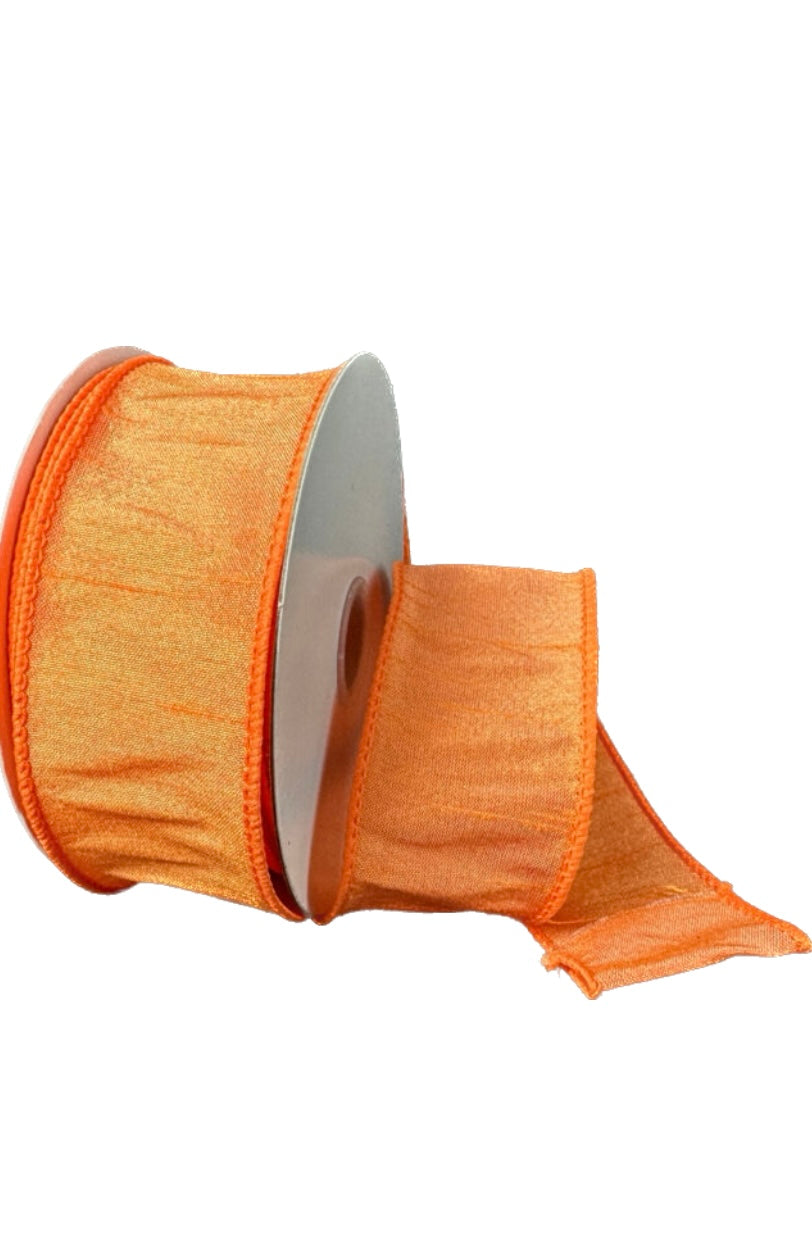 10 Yards - 1.5” Wired Peach Faux Dupioni Ribbon