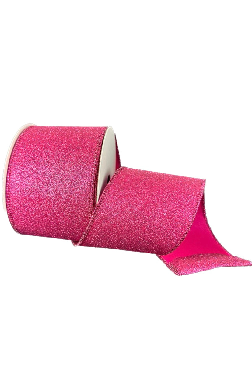 Wired Pink Glitter Ribbon- 2.5”x10 Yards