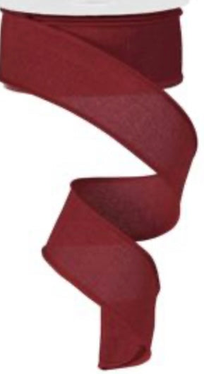50 Yards - 1.5” Wired Dark Red Linen Ribbon