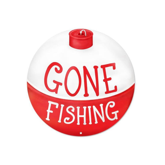 8 Inch Metal Gone Fishing Bobber Wreath Sign