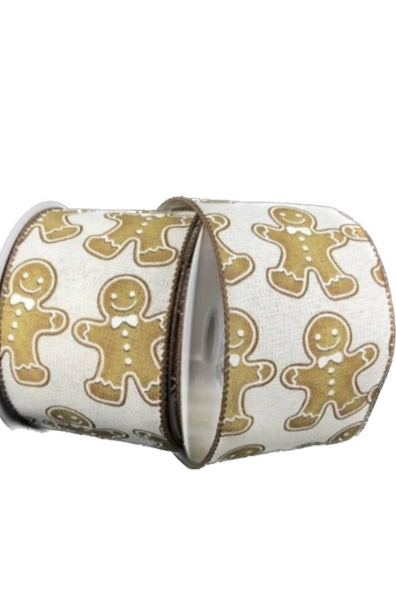 10 Yards - 2.5" Wired Gingerbread Cookie Ribbon