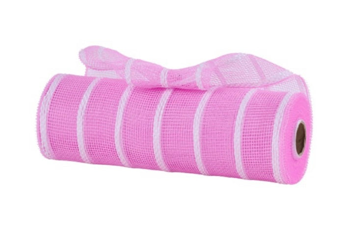 10”x10yd Wide Pink with White Stripes Mesh