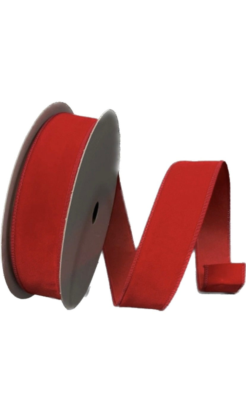 Wired Red Velvet Christmas Ribbon- 1.5”x 50 Yards