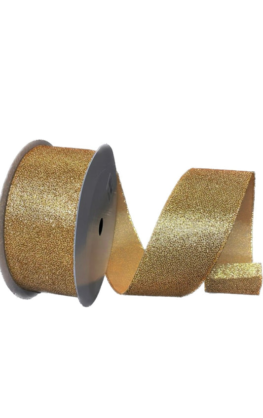 Wired Gold Glitter Christmas Ribbon-2.5”x50 Yards