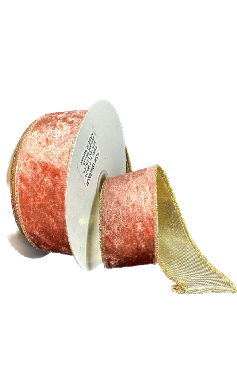 Wired Dark Mauve Crushed Velvet Ribbon-1.5”x10 Yards