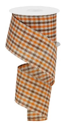 Wired Woven Gingham Check Ribbon- 2.5” x10 Yards